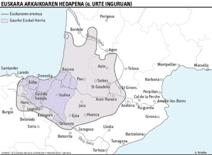 extension del euskara arcaico